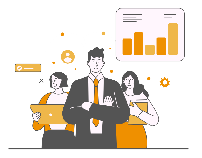 Ubezpieczenia grupowe dla firm w Tarnowie - zadowolony przedsiębiorca i jego pracownice.