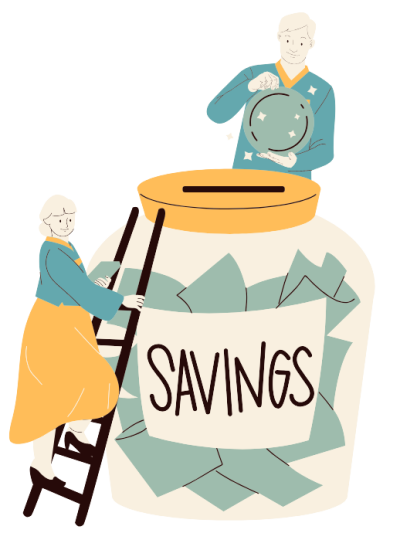 Ubezpieczenia inwestycyjne w Tarnowie - małżeństwo wrzuca banknoty do wielkiego słoika z oszczędnościami.